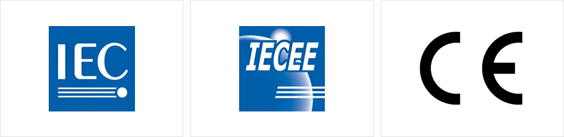 (좌) IEC마크 (중앙)IECEE마크 (우)CE마크